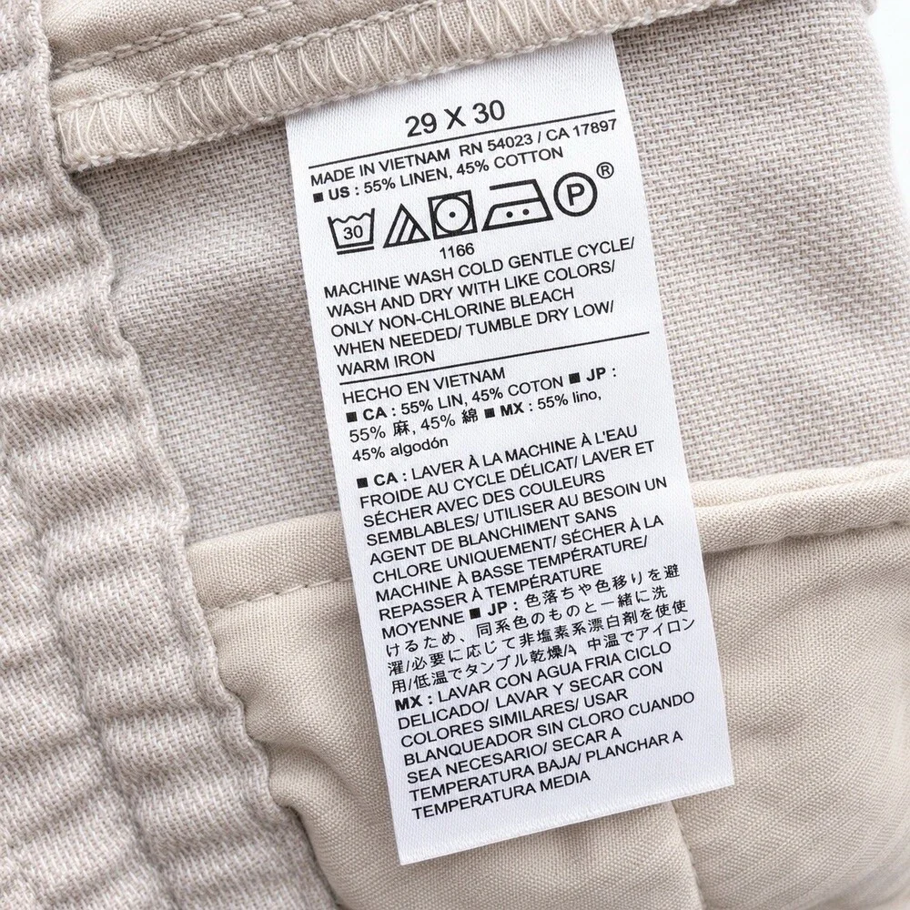 Banana Republic Men’s Linen Blend Athletic Pants 29x30 Beige NWT